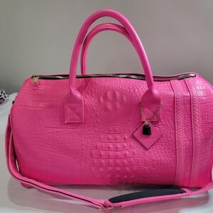 Vibrant Pink Embossed Travel Bag